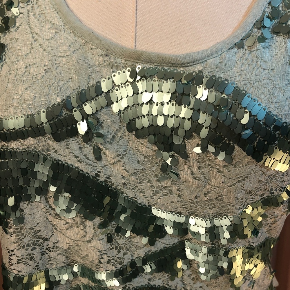 Rue21 Green Sequin Tank Top Size Medium Large - Picture 7 of 8